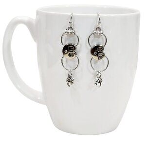 Alphabet Initial Letter B Earrings Silver Rhinestone Charms